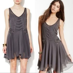 Free People Pop the Champagne Beaded Mini Dress, Grey